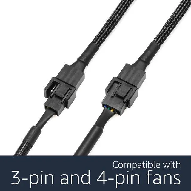 Alt view image 4 of 6 - CRJ Micro 4-Pin PWM GPU Fan Adapter Cable All Black Sleeved for Graphics Cards