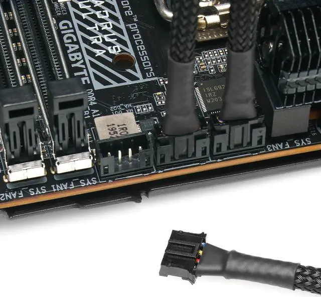 Alt view image 6 of 6 - CRJ Micro 4-Pin PWM GPU Fan Adapter Cable All Black Sleeved for Graphics Cards