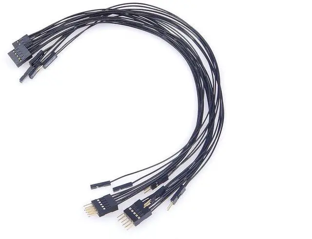 Main image of Motherboard Extension Cable Set 22AWG Silver Plating Cord Gold-Plated Plug Six Kinds POWE LED HDD LED Power SW Reset SW HD Audio Front USB Extension Cable Length 11 inches Compatible with PC