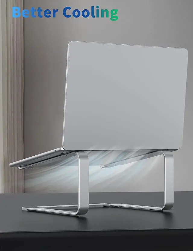 Alt view image 5 of 7 - SOUNDANCE Laptop Stand for Desk, Metal Computer Riser, Heavy Stable PC Holder, Ergonomic Laptops Elevator for 12 to 17.3 Inches Notebook Computer, Silver