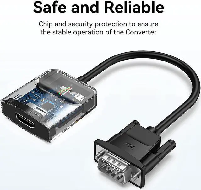 Alt view image 6 of 7 - VGA to HDMI Adapter-1080P Video Dongle Adaptador VGA Converter with Audio Cable (0.5FT) Male to Female for PC Monitor HDTV (Note: VGA to HDMI Only Not Bi-Directional)