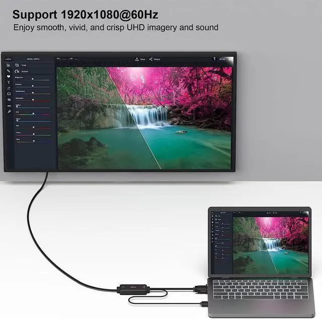 Alt view image 5 of 7 - VGA to HDMI Cable 1.8M 1080P Cable from VGA Computer/Laptop to HDMI Monoitor/TV with Audio Support(Not Bidirectional)