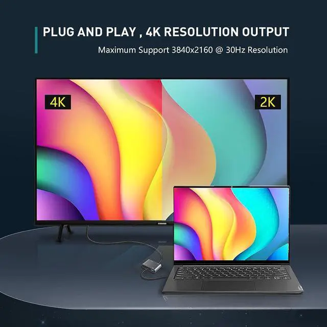 Alt view image 6 of 7 - USB C to HDMI VAG Adapter 5-in-1 USB C Hub with 100W Power Delivery 4K HDMI 1080P VGA USB 3.0 Port OTG Adapter Compatible with MacBook Air iPad Pro  XPS Surface Pro (Grey)