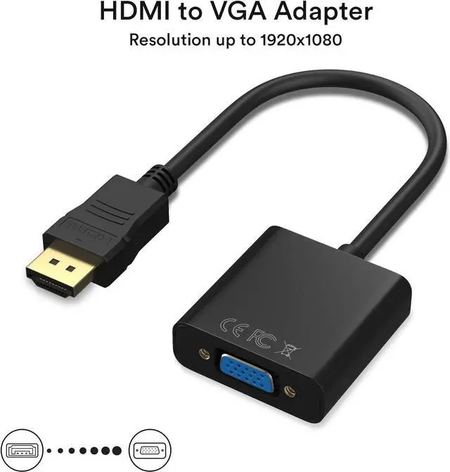 Alt view image 2 of 7 - HDMI to VGA 1080P HDMI Male to VGA Female with Audio for Laptop pc Desktop TVbox Xbox PS3 PS4 etc -Black