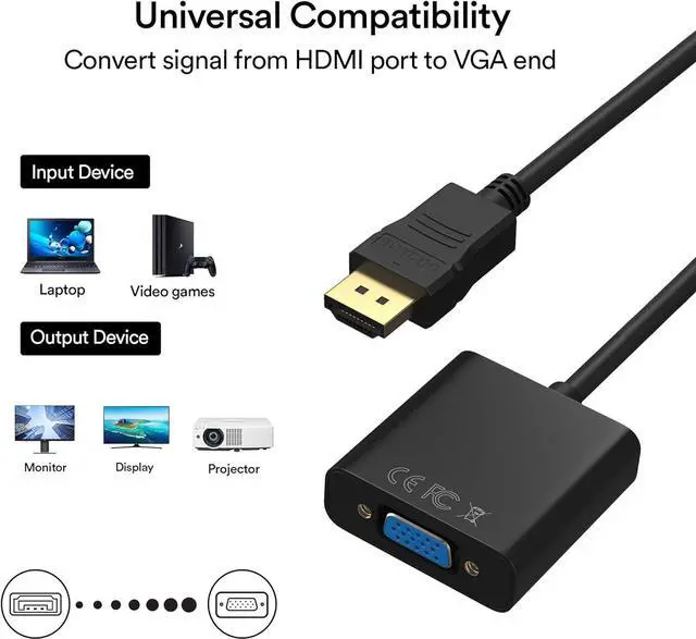 Alt view image 4 of 7 - HDMI to VGA 1080P HDMI Male to VGA Female with Audio for Laptop pc Desktop TVbox Xbox PS3 PS4 etc -Black