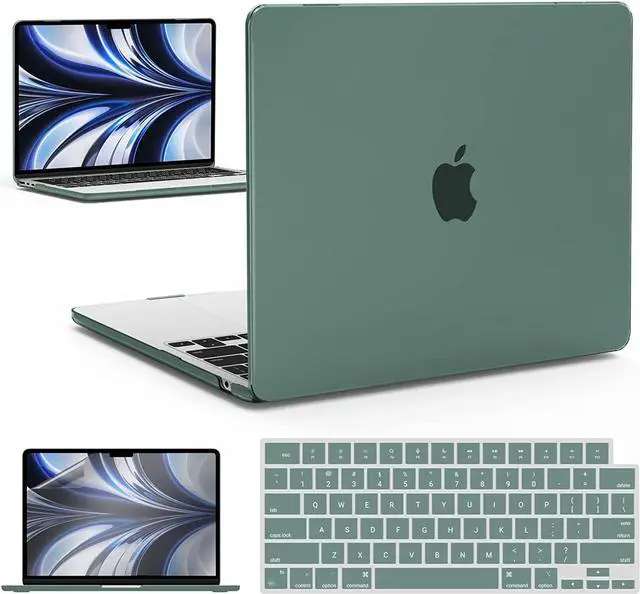Main image of IBENZER Compatible with M2 2023 2022 MacBook Air 13 inch case, Model A2681, Hard Shell Case&Keyboard Cover&Screen Film for New M2 Mac Air 13.6 in with Touch ID, Midnight Green,CA-AT13-KK-MTGN+2