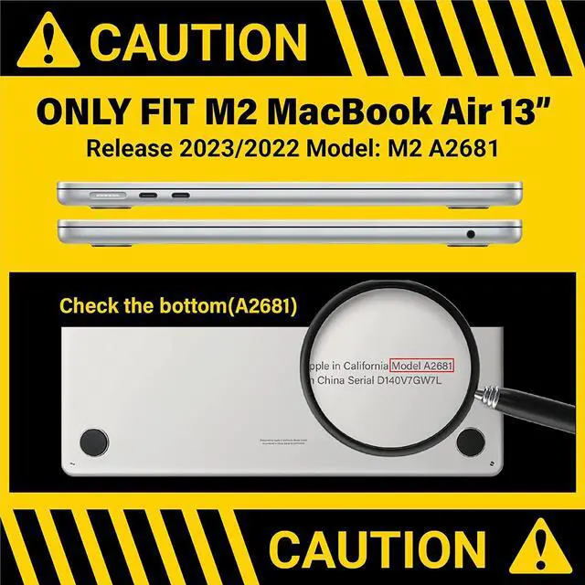 Alt view image 2 of 7 - IBENZER Compatible with M2 2023 2022 MacBook Air 13 inch case, Model A2681, Hard Shell Case&Keyboard Cover&Screen Film for New M2 Mac Air 13.6 in with Touch ID, Rocky Gray, CA-AT13-KK-RKGY+2