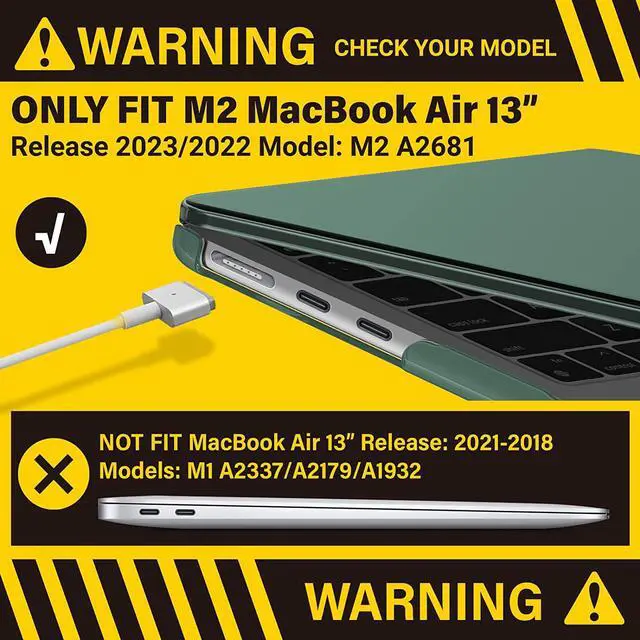 Alt view image 3 of 7 - IBENZER Compatible with M2 2023 2022 MacBook Air 13 inch case, Model A2681, Hard Shell Case&Keyboard Cover&Screen Film for New M2 Mac Air 13.6 in with Touch ID, Midnight Green,CA-AT13-KK-MTGN+2