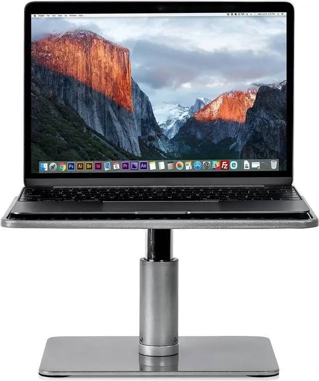 Alt view image 3 of 7 - Mount-It! Adjustable Height Laptop Stand for MacBook Pro, Ergonomic Desk Riser for 11-15 Inch Laptops and 24-32 Inch Monitors