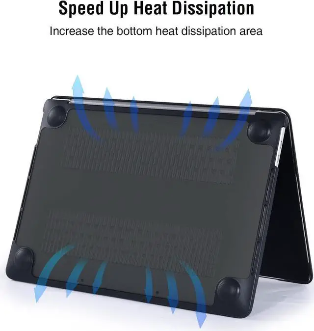 Alt view image 5 of 7 - BlueSwan Compatible with MacBook Pro 13 inch Case 2022-2017 A2338 M2/M1 A2289 A2251 A2159 A1989 A1706 A1708, Anti-Cracking and Anti-Fingerprint Hard Shell Case, Soft TPU Bumper + PC, Frosted Black