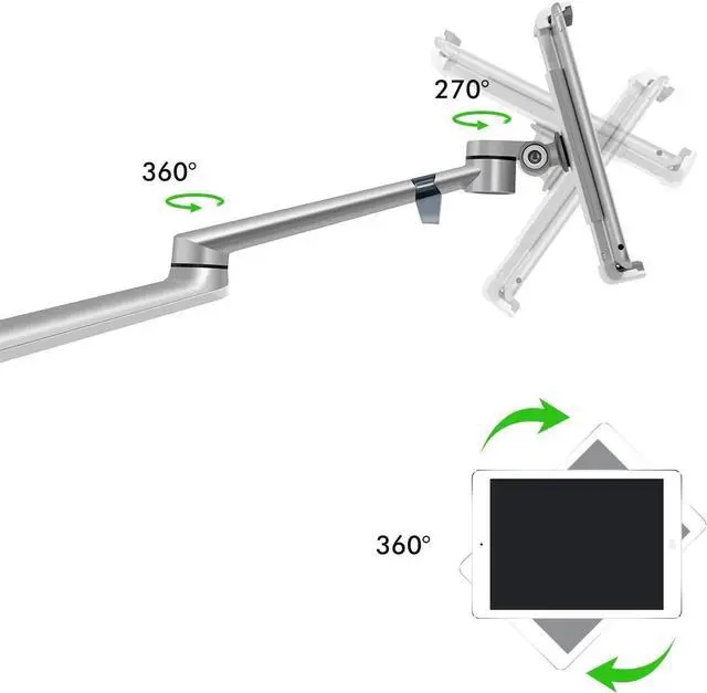 Alt view image 2 of 6 - Tablet Holder for Bed  Height Adjustable Tablet Stand  360-Degree Rotative Design  Premium Durable Construction  Ideal for Movies, Teaching, Online Learning, Reading  Widely Compatible