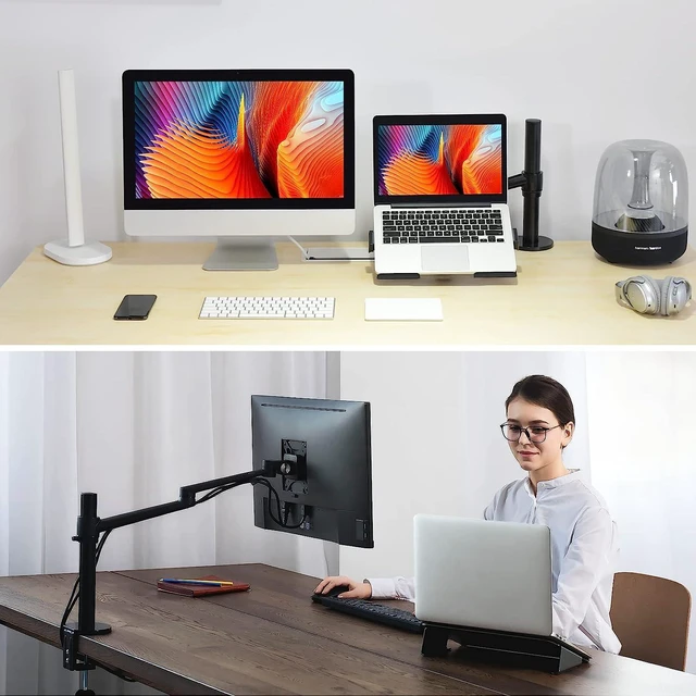 Alt view image 2 of 7 - Viozon Laptop/Notebook/Projector Mount Stand, Height Adjustable Single Arm Mount Support 12-17 inch Laptop/Notebook/Tablet, Free Removable VESA 75X75 and 100X100 for Monitor 17-32 inch.