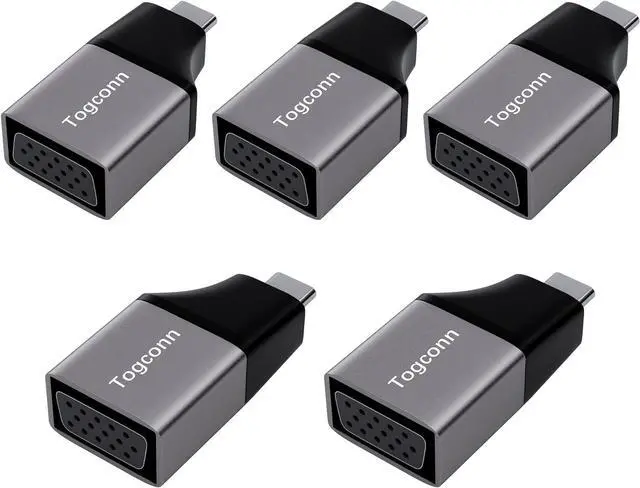 Main image of USB C to VGA Adapter 1080P@60Hz 5 Pack Portable Type C Male to VGA Female Adapter Converter Compatible with MacBook Pro/Air ipad  XPS Surface Book Pixelbook and More