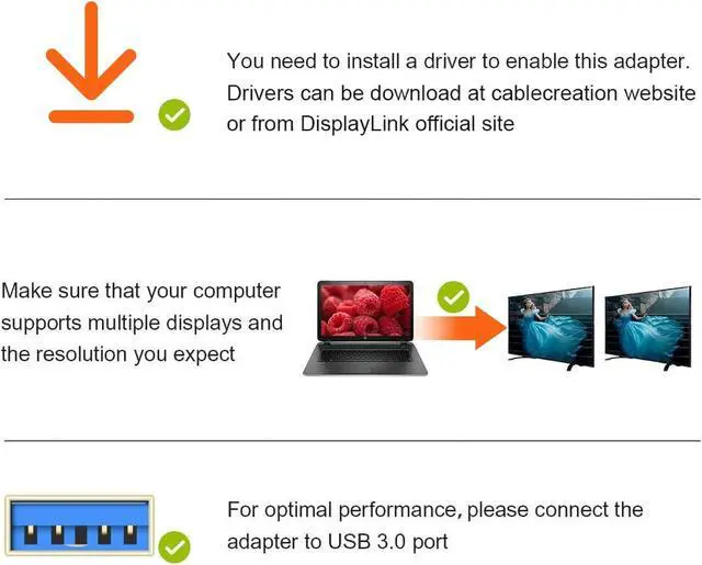 Alt view image 4 of 7 - USB 3.0 to HDMI Adapter with DisplayLink USB External Display Graphics Adapter Compatible with Windows 11 10 and macOS Black