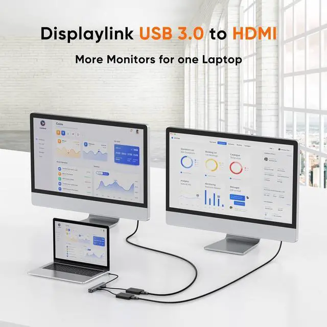 Alt view image 6 of 7 - USB 3.0 to HDMI Adapter with DisplayLink USB External Display Graphics Adapter Compatible with Windows 11 10 and macOS Black