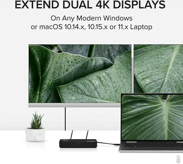 Alt view image 2 of 7 - 4K DisplayPort and HDMI Dual Monitor Adapter for USB 3.0 and USB-C Compatible with Windows and ChromeOS