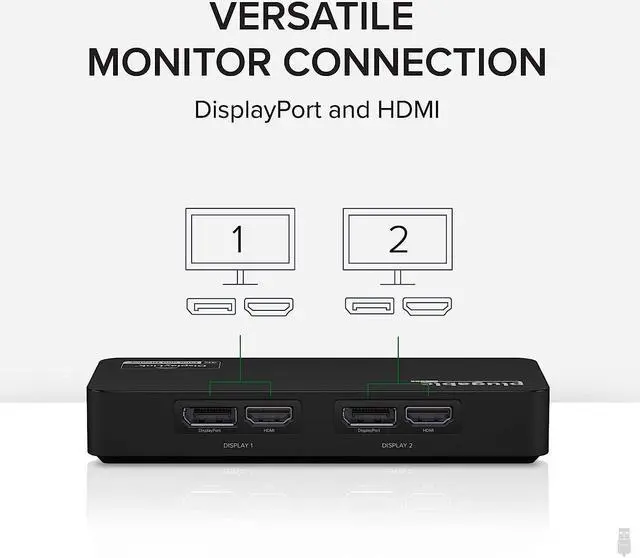 Alt view image 3 of 7 - 4K DisplayPort and HDMI Dual Monitor Adapter for USB 3.0 and USB-C Compatible with Windows and ChromeOS