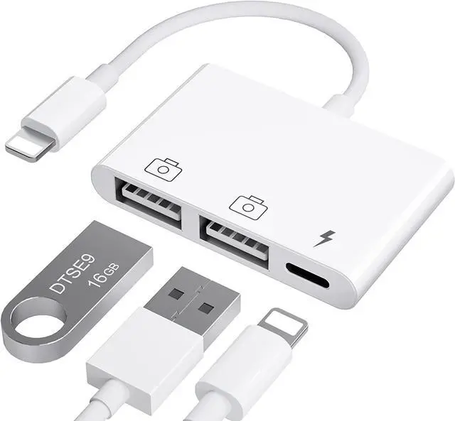 Main image of AMLLEN USB Adapter for iPad,iPad to USB Adapter,iPhone to USB Adapter Compatible iPhone/iPad,Plug N Play,Compatible with USB Flash Drive.Support iOS 16.