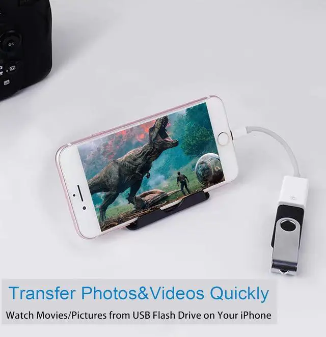 Alt view image 3 of 7 - Lightning to USB Camera Adapter  MFi Certified USB 3.0 OTG Dongle Cord for iPhone 14 13 12 11 X XS XR 8 Plus iPad to Connect USB Flash Drive Card Reader Keyboard Mouse Piano U Disk