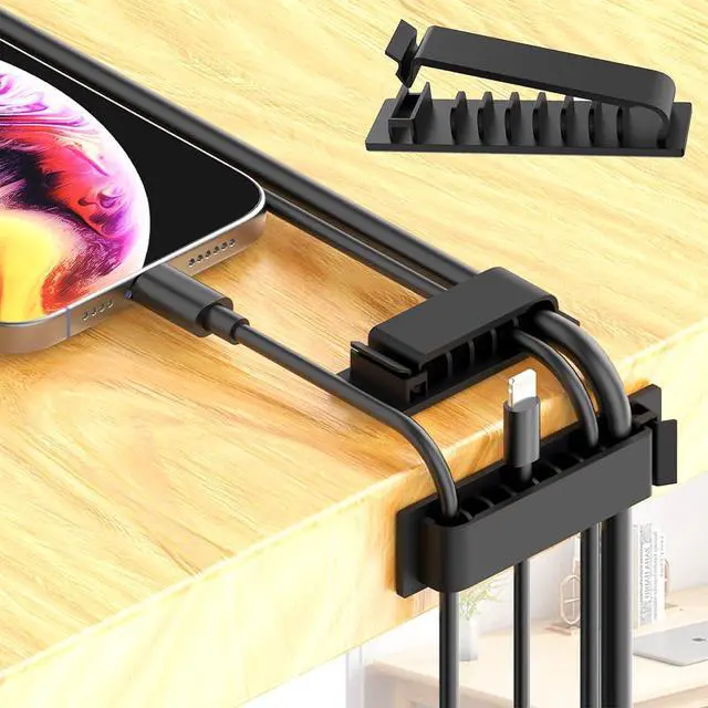 Alt view image 3 of 7 - 192 PCS Cable Management Kit 4 Wire Organizer Sleeve 11 Cable Holder 35Cord Clips 10+2 Roll Cable Organizer Straps and 100 Fastening Cable Ties for Computer TV Under Desk black clear