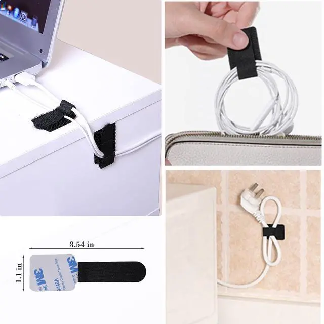 Alt view image 6 of 7 - 192 PCS Cable Management Kit 4 Wire Organizer Sleeve 11 Cable Holder 35Cord Clips 10+2 Roll Cable Organizer Straps and 100 Fastening Cable Ties for Computer TV Under Desk black clear