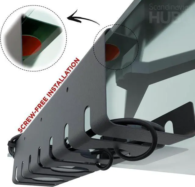 Alt view image 3 of 5 - Under Desk Cable Management Tray - No Drill Cable Management for Glass Desk. Under Desk Cable Organizer for Wire Management. Perfect Standing Desk Cable Management Rack (Black - Set of 2)