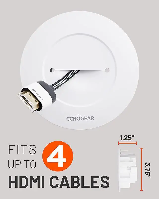 Alt view image 7 of 7 - ECHOGEAR TV Cord Hider for Wall Mounted TV - White Cable Management Kit Hides TV Wires Behind The Wall- Includes 2 Pass Throughs, Locking Brackets, and Hole Saw Drill Attachment for Easy Install