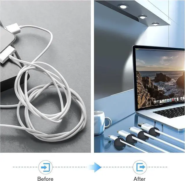 Alt view image 2 of 7 - 12 Pack Cable Clips Cord Organizer Holder Adhesive Cable Management Charger Wire Holder Clips for Desk Home Office Car Cubicle Nightstand Black