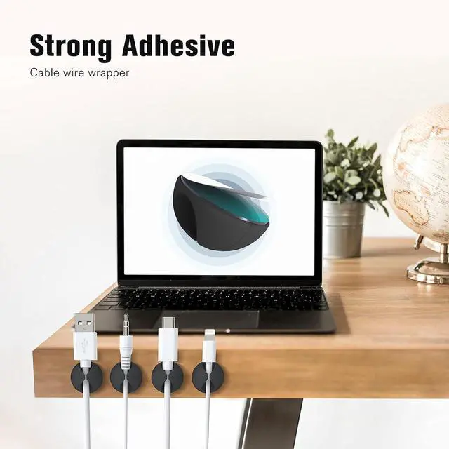 Alt view image 4 of 7 - 12 Pack Cable Clips Cord Organizer Holder Adhesive Cable Management Charger Wire Holder Clips for Desk Home Office Car Cubicle Nightstand Black