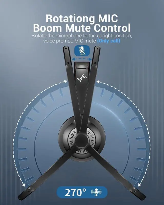 Alt view image 5 of 6 - Wireless Headset with AI Noise Cancelling Microphone Bluetooth Headset - Bluetooth V5.2 Headphones with USB Dongle & Mic Mute for Computer/Laptop/PC/iPhone/Android/Cell Phones/Zoom/Ms Teams/Skype