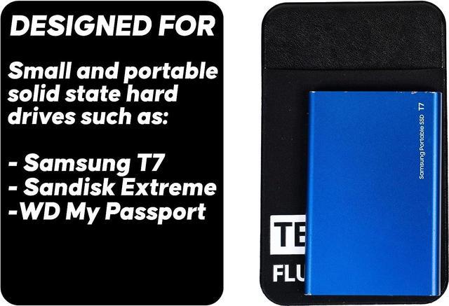 TECH FLUENT - External SSD Pouch - SSD Portable Sticky Holder - Adhesive  Carrying Case Organizer Pocket for Samsung T5, T7, Crucial X8, Sandisk, WD  My