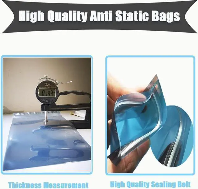 Alt view image 5 of 7 - 40pcs Mixed 4 Size Open Top Antistatic Bag and Resealable Antistatic Bags ESD Shielding Bag for Motherboard Hard Drive Video Card LCD Screen with Anti-Static Labels(Assorted Sizes)