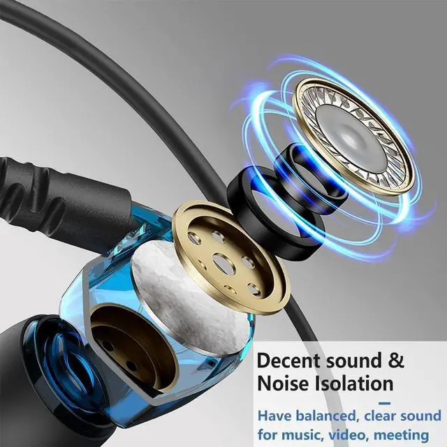 Alt view image 5 of 7 - USB Earbuds with Microphone for PC Laptop, 6.5Ft Long Cord Wired USB Headphones Headset for Computer Desktop MacBook PS4 PS5 Work Calls Gaming, Over Ear in-Ear Earphones w Case, Control, Mute Function