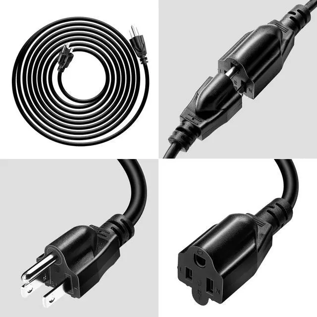 Alt view image 5 of 5 - Short Power Extension Cord ,16AWG/13A,Outlet Saver, 3 Prong Male Plug to Female Socket Heavy Duty Power Extension Cable(3.3ft/1m\u2026