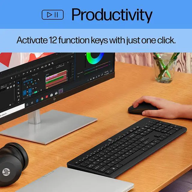 Alt view image 4 of 17 - HP 230 Wireless Keyboard - 2.4GHz Bluetooth with Number Pad Keyboard - 3L1E7AA