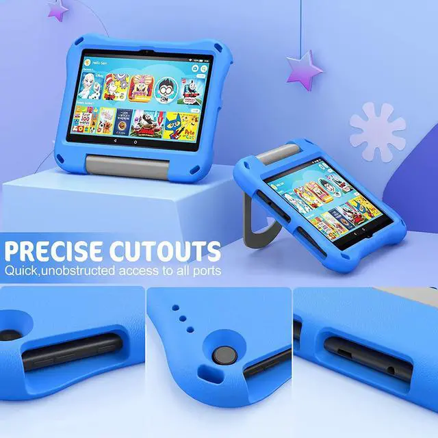 Alt view image 3 of 7 - Fire HD 8 Tablet Case for Kids Kindle Fire 8 Case(12th/10th Generation 2024/2022/2020 Release)-Lightweight Shockproof Kid-Proof Cover with Handle Stand for Kindle Fire HD 8/8 Plus Tablet-Blue