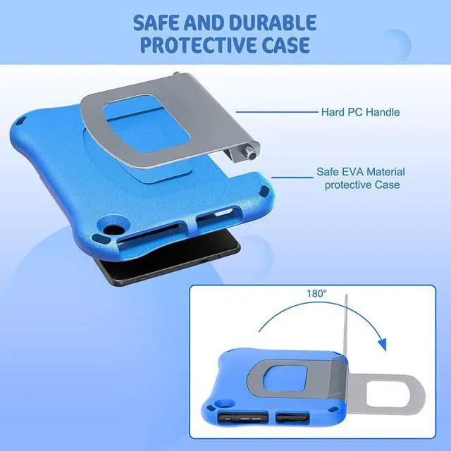 Alt view image 4 of 7 - Fire HD 8 Tablet Case for Kids Kindle Fire 8 Case(12th/10th Generation 2024/2022/2020 Release)-Lightweight Shockproof Kid-Proof Cover with Handle Stand for Kindle Fire HD 8/8 Plus Tablet-Blue