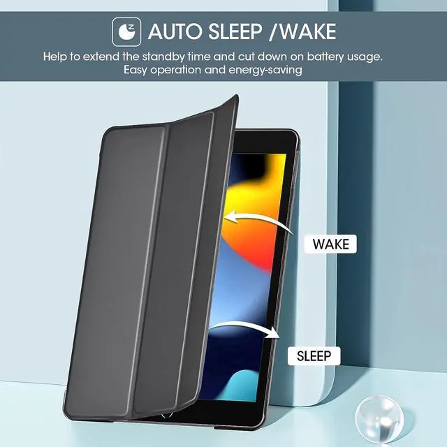 Alt view image 5 of 7 - for iPad 9th/ 8th/ 7th Generation Case 10.2 Inch (2021/2020/2019 Release) 10.2 iPad Case 9th/ 8th/ 7th Gen Cover Slim Smart Cover with Translucent Hard Shell Back -Black