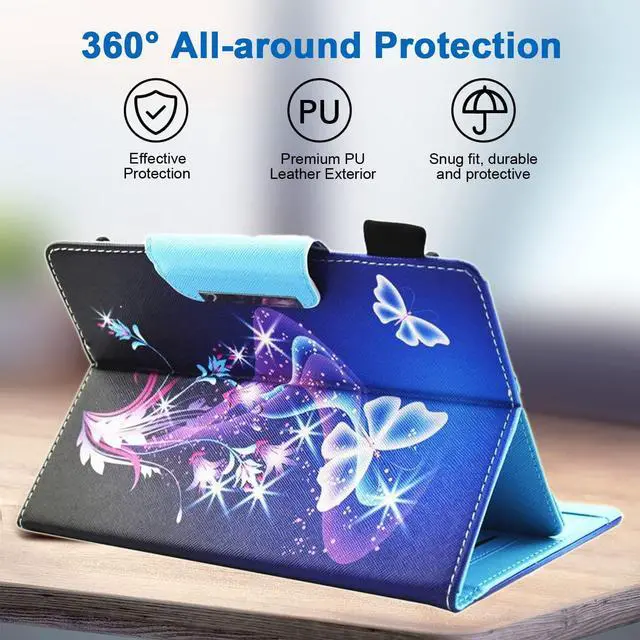 Alt view image 3 of 7 - 10 Inch Tablet Case Universal 10 10.1 Inch Android Tablet Cover Multi-Angle Viewing Stand Case for 9.5-10.5 Inch Tablet Purple Butterfly