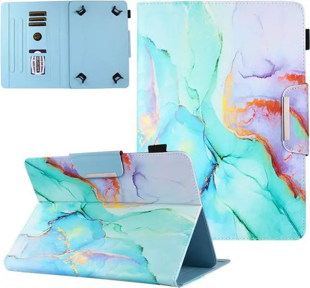 Main image of 10 Inch Tablet Case Universal 10 10.1 Inch Android Tablet Cover Multi-Angle Viewing Stand Case for 9.5-10.5 Inch Tablet Green Marble