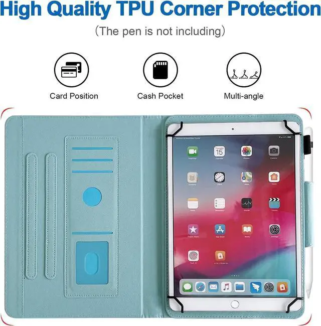 Alt view image 6 of 7 - 10 Inch Tablet Case Universal 10 10.1 Inch Android Tablet Cover Multi-Angle Viewing Stand Case for 9.5-10.5 Inch Tablet Green Marble