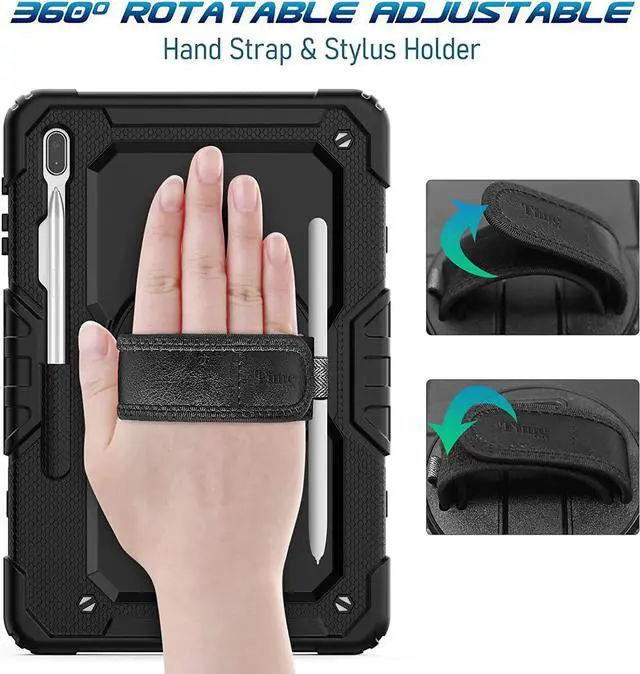 Alt view image 2 of 7 - iPad Pro 12.9 Case (6th/ 5th/ 4th/ 3rd Generation): with Strong Protection, Screen Protector, Hand Strap, Shoulder Strap, 360° Rotating Stand, Pencil Holder - Black