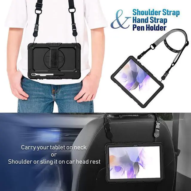 Alt view image 3 of 7 - iPad Pro 12.9 Case (6th/ 5th/ 4th/ 3rd Generation): with Strong Protection, Screen Protector, Hand Strap, Shoulder Strap, 360° Rotating Stand, Pencil Holder - Black