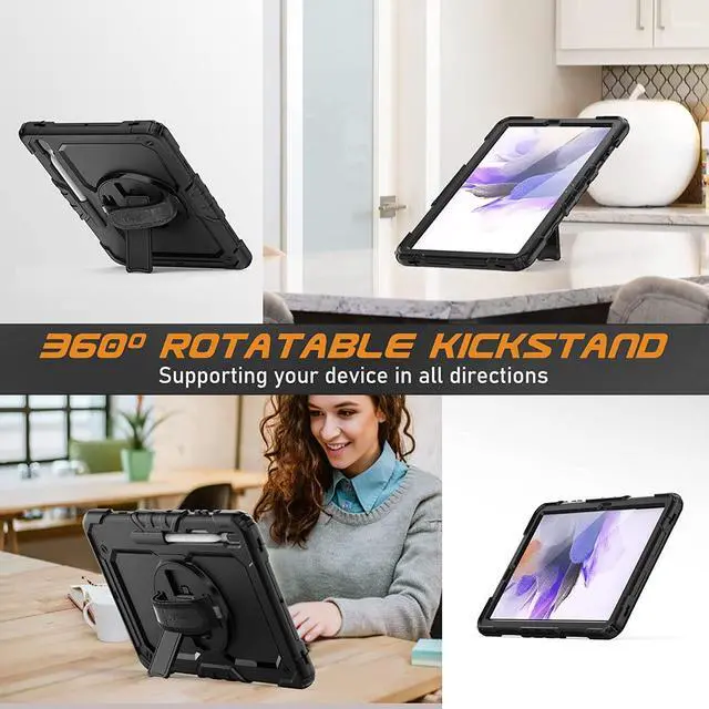 Alt view image 4 of 7 - iPad Pro 12.9 Case (6th/ 5th/ 4th/ 3rd Generation): with Strong Protection, Screen Protector, Hand Strap, Shoulder Strap, 360° Rotating Stand, Pencil Holder - Black