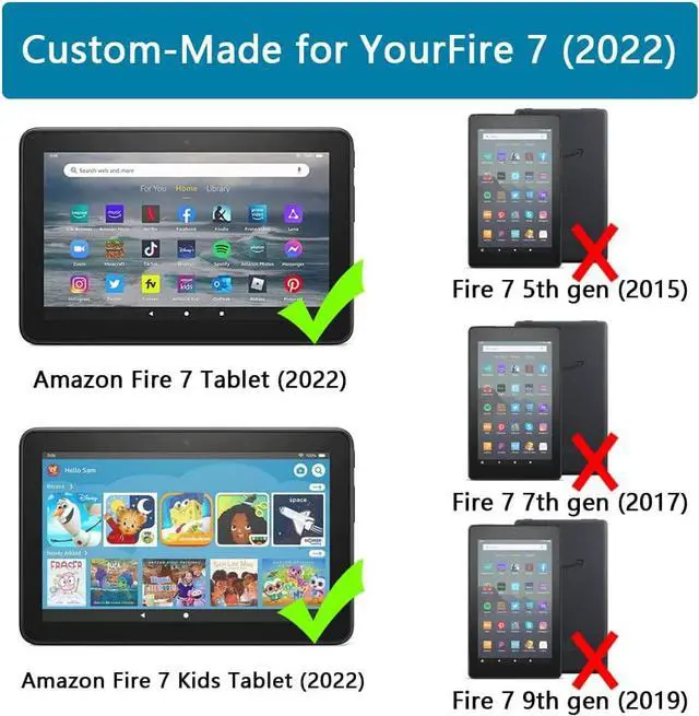 Alt view image 2 of 6 - All-New Fire 7 Tablet Case (12th Generation 2022 Release) - Lightweight Shockproof Kid-Friendly Cover with Handle & Kickstand for Kindle Fire 7 Kids Tablet - Pink