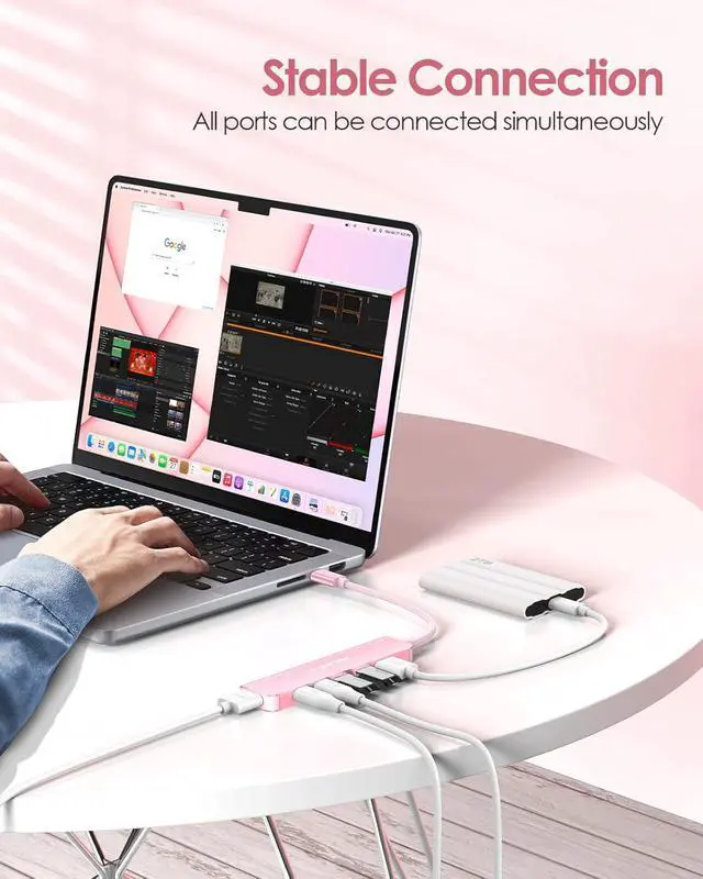 Alt view image 7 of 7 - 6-in-1 USB C Hub 4K@60Hz HDMI 100W PD 3 USB 3.0 USB-C Data | Ideal for Work & Study Stable Driver 3.0 Certified Compatible with macOS iOS/iPadOS Windows & ChromeOS (CE35p Rose Gold)