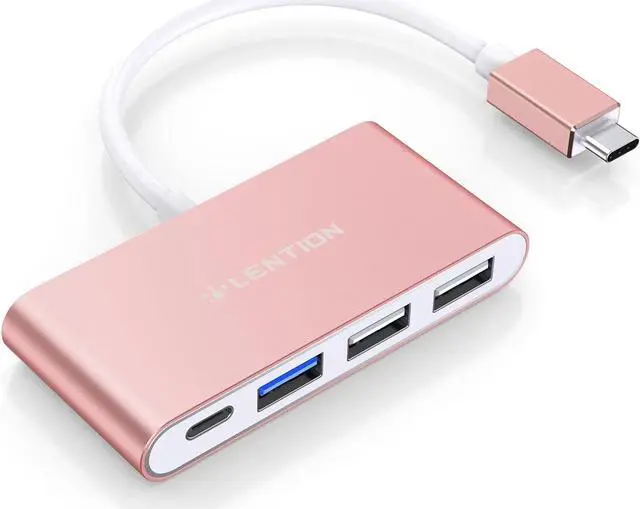 Main image of 4-in-1 USB-C Hub with Type C USB 3.0 USB 2.0 for 2024-2016 MacBook Pro (M1-M4) iPhone 16-15 New Mac Air/Surface ChromeBook More Multiport Charging & Connecting Adapter (C13 Rose Gold)