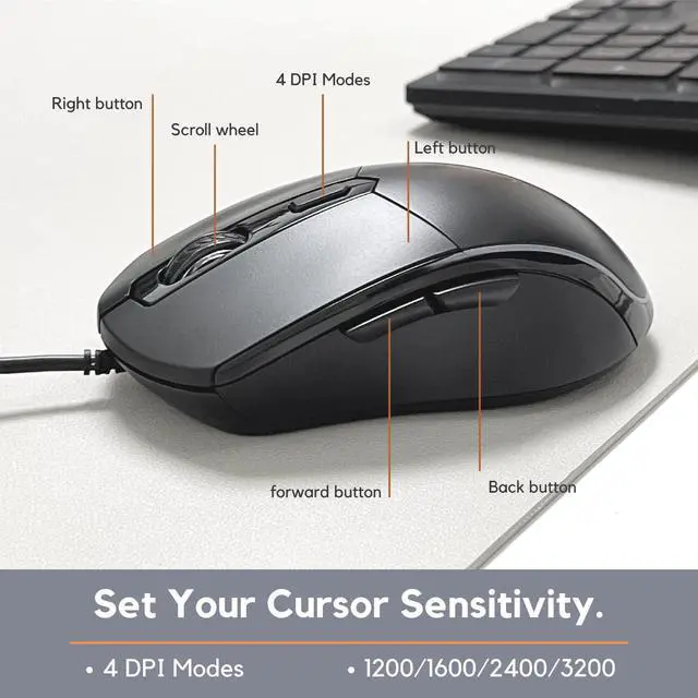Alt view image 6 of 7 - X9 Performance Large Print Keyboard and Mouse Combo - Easy to See Lighted Big Print Letters - USB Wired Backlit Keyboard and Mouse - Light Up Key Keyboard for Elderly, Low Vision, Visually Impaired