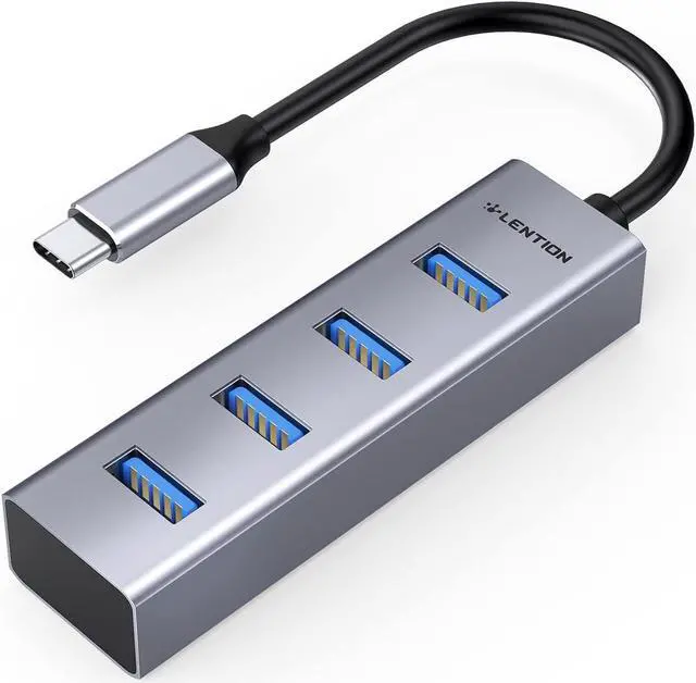 Main image of LENTION 4-in-1 USB C Hub, 4 USB 3.0 Ports, USB C to USB A Multiport Adapter for 2023-2016 MacBook Pro, Mac Air & Surface, iPad Pro, Chromebook, More, Stable Driver Certified (CB-C22s, Space Gray)