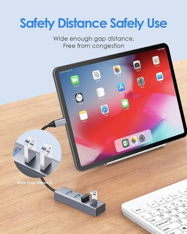 Alt view image 4 of 7 - LENTION 4-in-1 USB C Hub, 4 USB 3.0 Ports, USB C to USB A Multiport Adapter for 2023-2016 MacBook Pro, Mac Air & Surface, iPad Pro, Chromebook, More, Stable Driver Certified (CB-C22s, Space Gray)